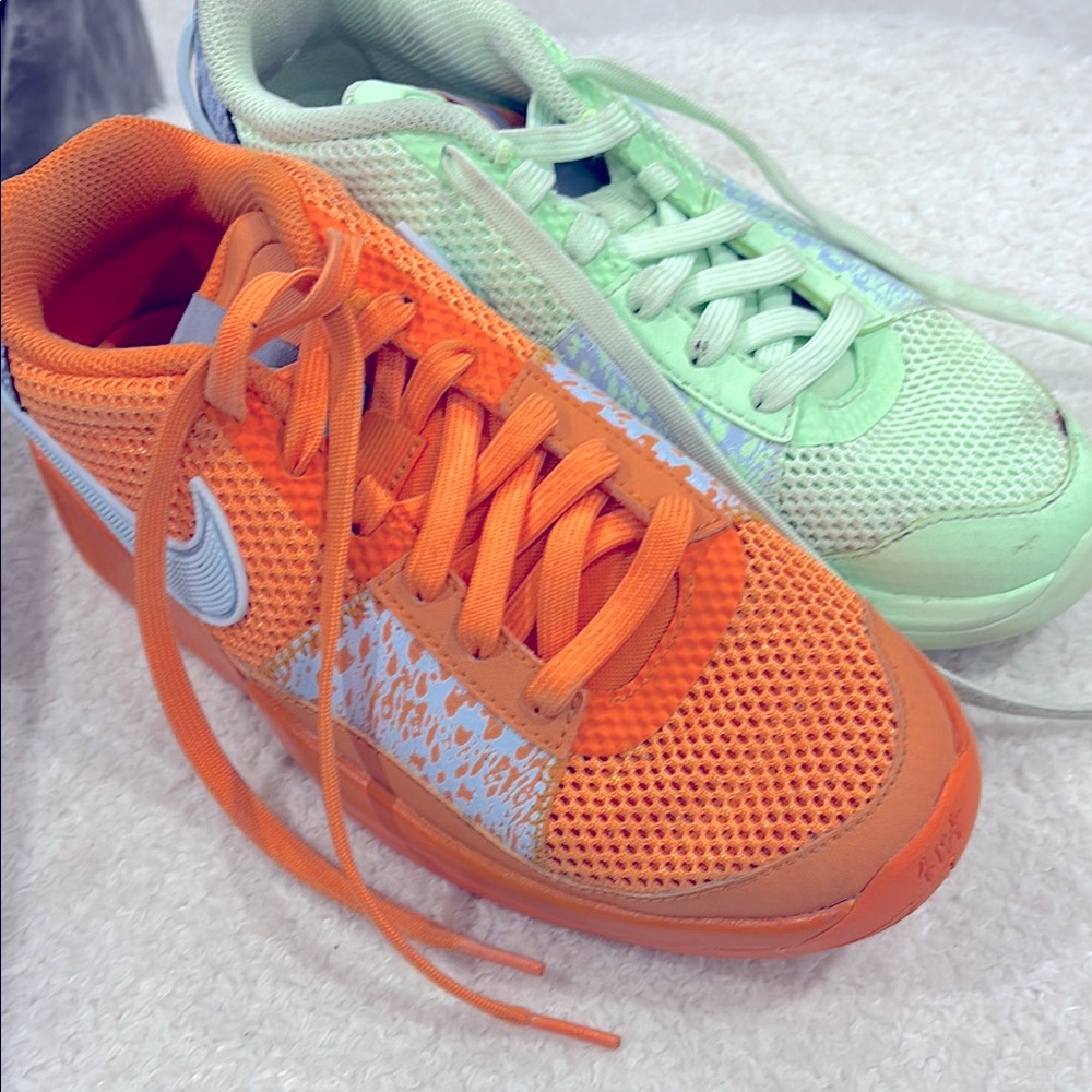 Nike Kids' Orange and Green Sneakers